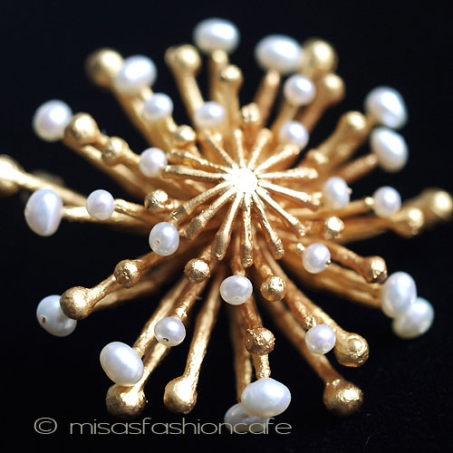 （画像用） マイケルミショー ブローチ 24Kgp　真珠　菊の花　
