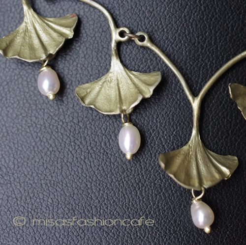 （画像用） Michaudネックレス　新着 　真珠　イチョウの葉