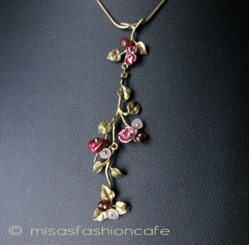 （画像用） マイケルミショー ネックレス バラ　天然石とケシパール