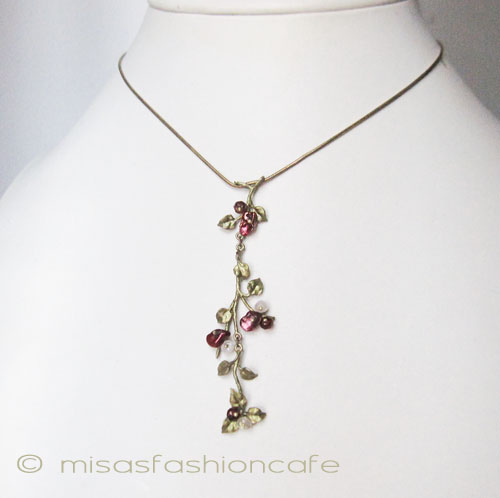 （画像用） マイケルミショー ネックレス バラ　天然石とケシパール