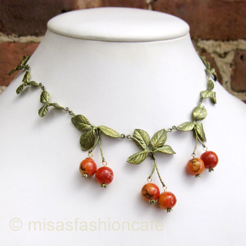 （画像用） マイケルミショー ネックレス 天然珊瑚のりんご