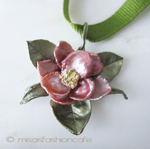 （画像用） マイケルミショー ネックレス 真珠・ケシパールのローズ