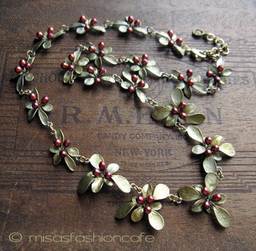 （画像用） マイケルミショー ネックレス 真珠バーベリー