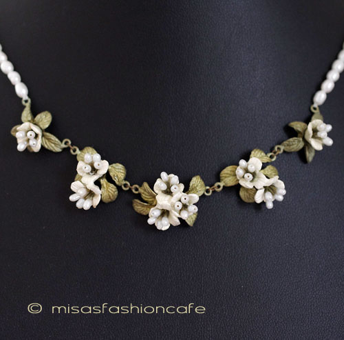 （画像用） マイケルミショーネックレス 真珠 小花ブーケ