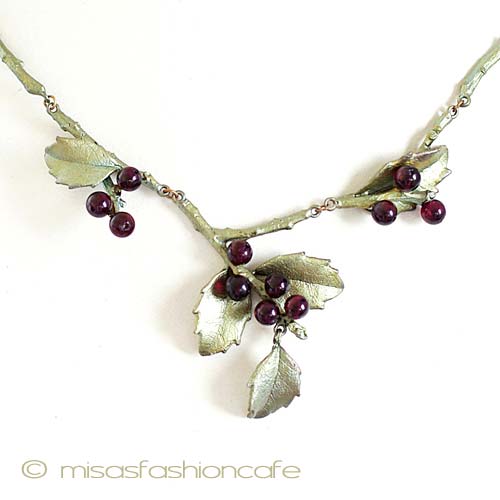 （画像用） Michaudネックレス　再販 天然ガーネットのヒイラギ