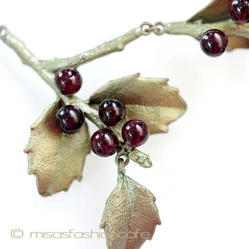 （画像用） Michaudネックレス　再販 天然ガーネットのヒイラギ