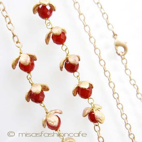 （画像用） Michaudネックレス　 　天然石カーネリアンの実
