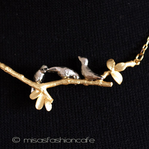 （画像用） マイケルミショー・ネックレス 24Kgp　鳥と小枝　