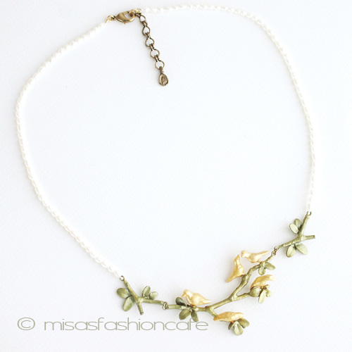 （画像用） マイケルミショー 小鳥　真珠ネックレス