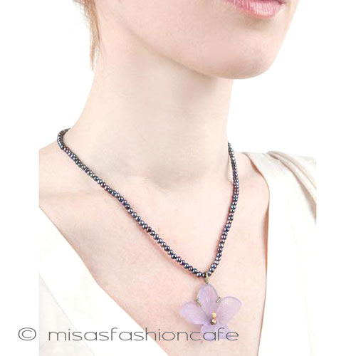 （画像用） マイケルミショー　真珠 スミレの花　ネックレス