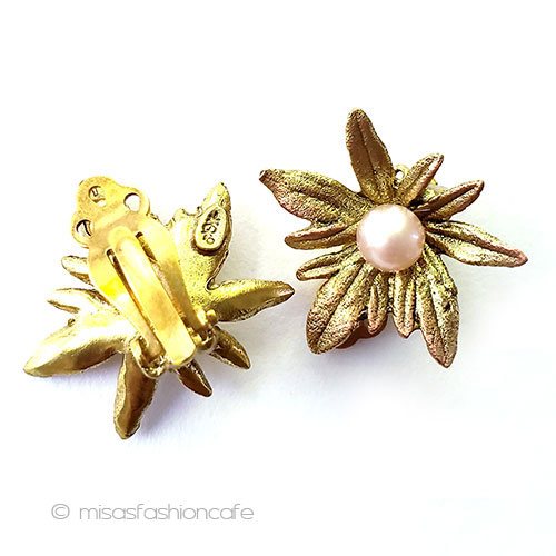 （画像用） マイケルミショー　真珠 ゼラニウム花イヤリング