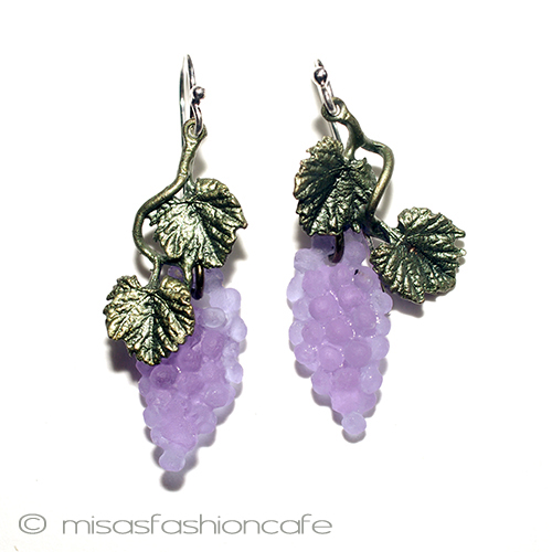 （画像用） マイケルミショー　葡萄 ピアス　または　クリップ