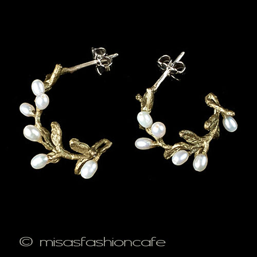 （画像用） マイケルミショー　再販！ 真珠の花フープピアス