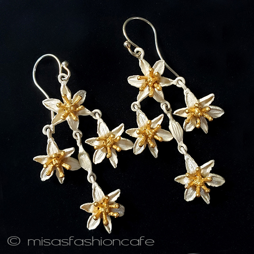 （画像用） ミショー花シャンデリア イヤリングまたはピアス　