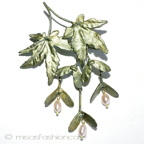 （画像用） マイケルミショー　真珠 紅葉もみじ　ブローチ