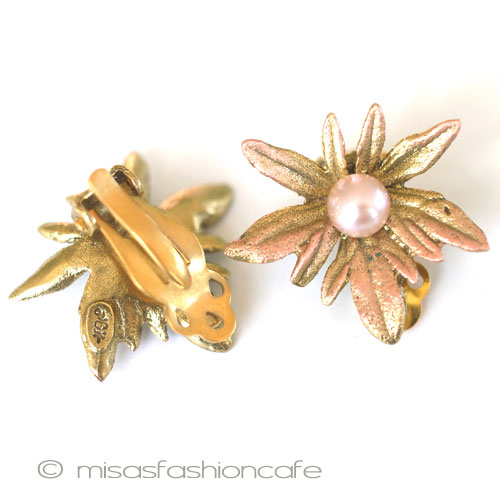 （画像用） マイケルミショー　真珠 ゼラニウム花イヤリング