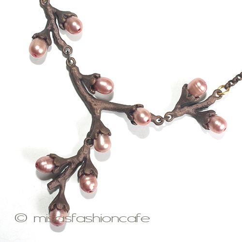 （画像用） マイケルミショーネックレス 真珠　桜サクラのつぼみ