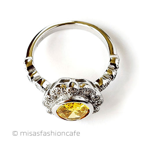 （画像用） サファイア＆トパーズ指輪 スターリング925刻印リング