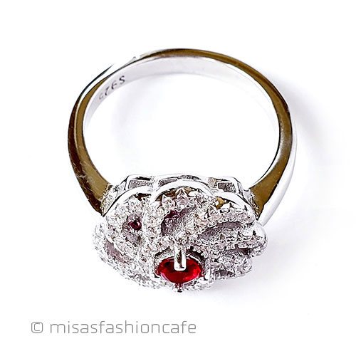 （画像用） ルビー＆ホワイトトパーズ スターリング指輪リング