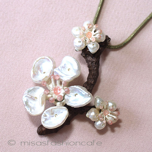 （画像用） マイケルミショーネックレス 真珠ケシパール　桜の木