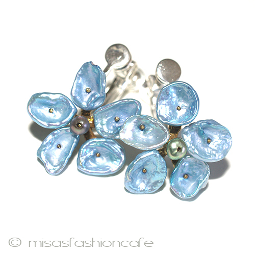 （画像用） ミショーイヤリングすみれ 天然ケシパール　真珠