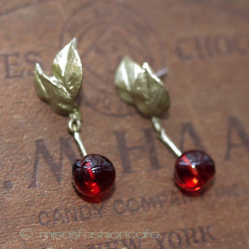 （画像用） マイケルミショー　ピアス ガラスのチェリー再販！