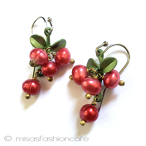 （画像用） パール真珠クランベリー ピアスまたはクリップ