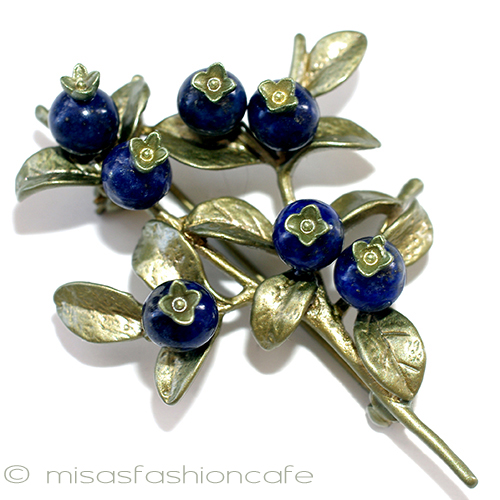 （画像用） ブルーベリー　再販 天然石　ブローチ