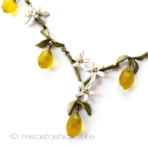 （画像用） レモンのネックレス 真珠＆花＆フルーツ果実