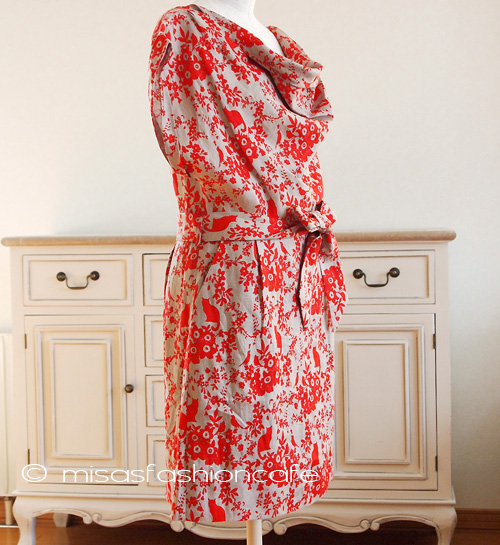 （画像用） Paul & Joe　ドレス 　ねこ柄ドレープワンピ