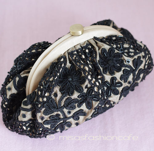 （画像用） SANTI サンティ クラッチ 　ブラック花レース