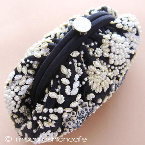 （画像用） SANTIサンティ クラッチ 　アイボリー・フラワー