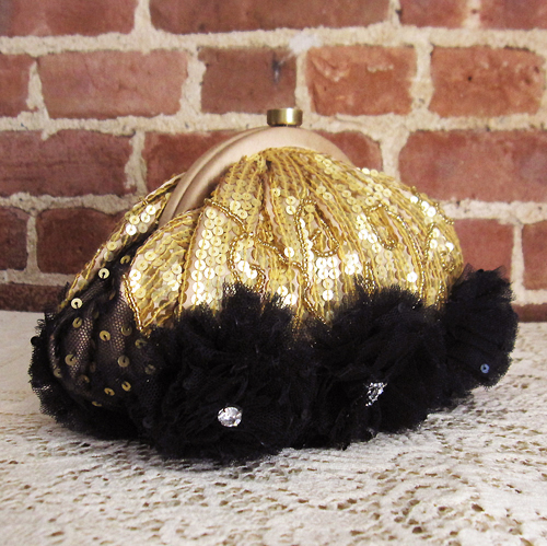 （画像用） SANTI サンティ クラッチ ゴールド&BLK （大）