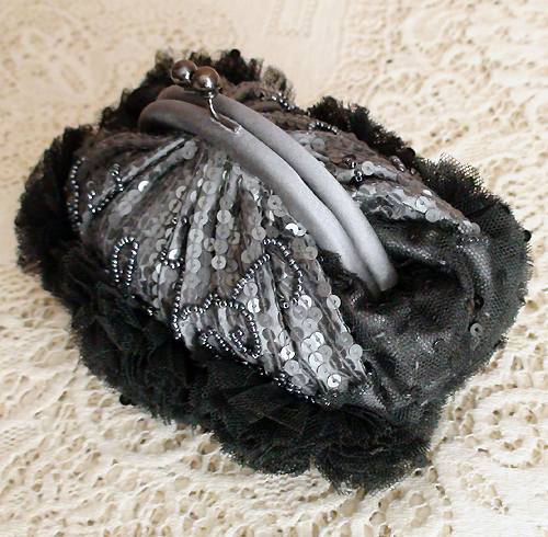 （画像用） SANTI サンティ クラッチ グレー&BLK （小）