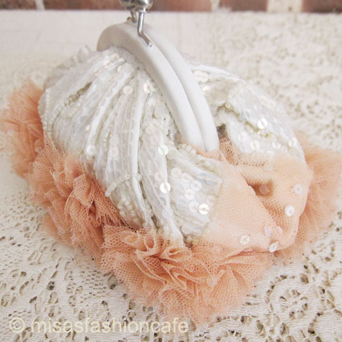 （画像用） SANTI サンティ クラッチ サーモンピンクフラワー（小）