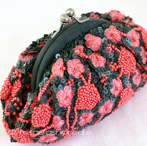 （画像用） ＳＡＮＴＩサンティ　バッグ コーラルレッド花刺繍