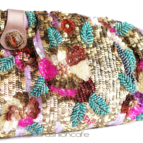 （画像用） SANTI サンティ　バッグ 全面花刺繍（Lサイズ）