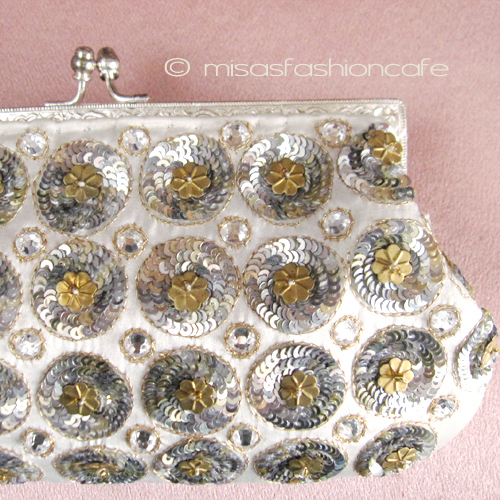 （画像用） SANTI サンティ クラッチ シルバー＆ゴールド小花