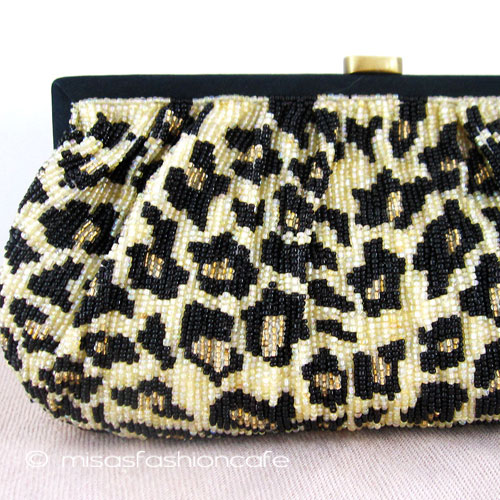 （画像用） SANTI サンティ クラッチ 　ビーズ・レオパード