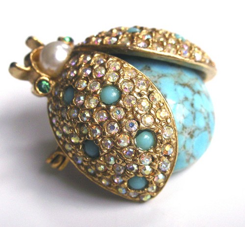 （画像用） ターコイズてんとう虫 ブローチ