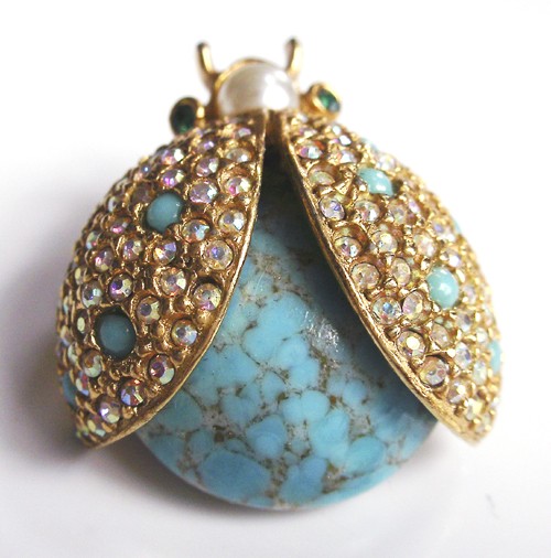 （画像用） ターコイズてんとう虫 ブローチ