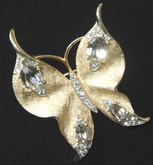 （画像用） クラウントリファリ Trifari 蝶　ブローチ