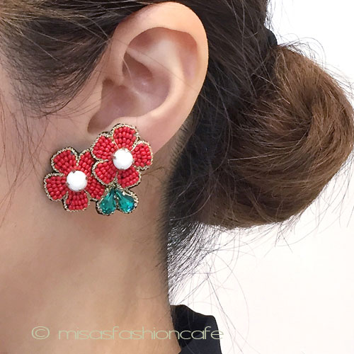 （画像用） ＳＰＡＲＫＬ　イヤリング RED フラワー