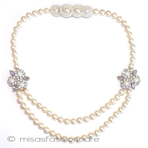 （画像用） ブライダル　ネックレス パール花ハーフ２連再販！