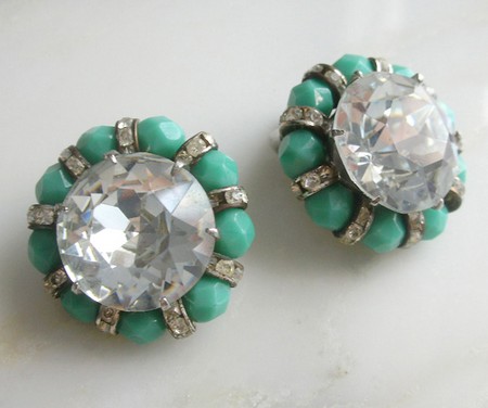 （画像用） ターコイズ&クリアー 　イヤリング