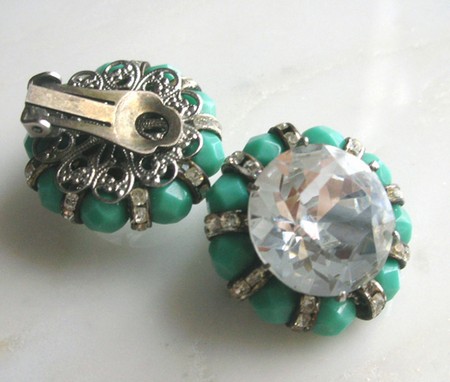 （画像用） ターコイズ&クリアー 　イヤリング