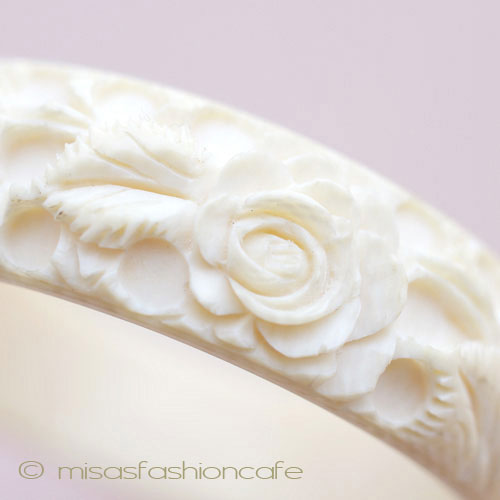 （画像用） 本象牙　アイボリー ローズ　バングル