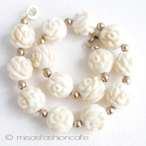 （画像用） 象牙アイボリー14Kgf　 お花　ブレスレット