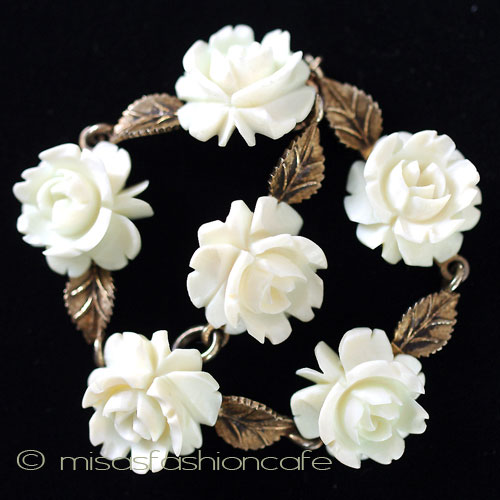 （画像用） 本象牙　アイボリー 　 ローズ　ブレスレット