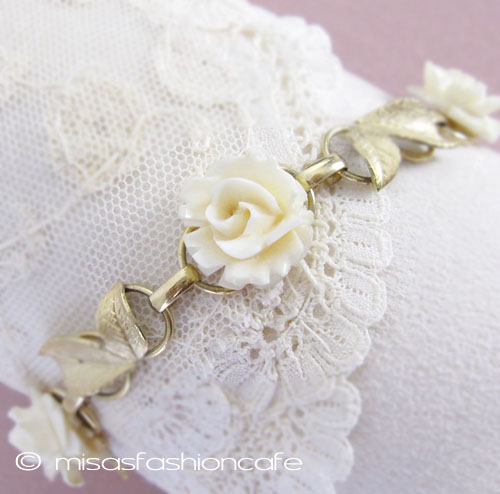 （画像用） 本象牙 アイボリー 14K ローズ ブレスレット